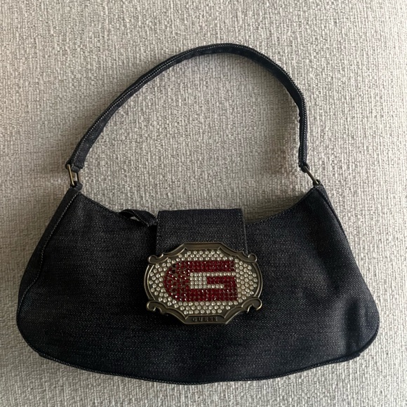Guess Accessories - Vintage Y2K GUESS Dark Denim Shoulder Bag  With Rhinestones